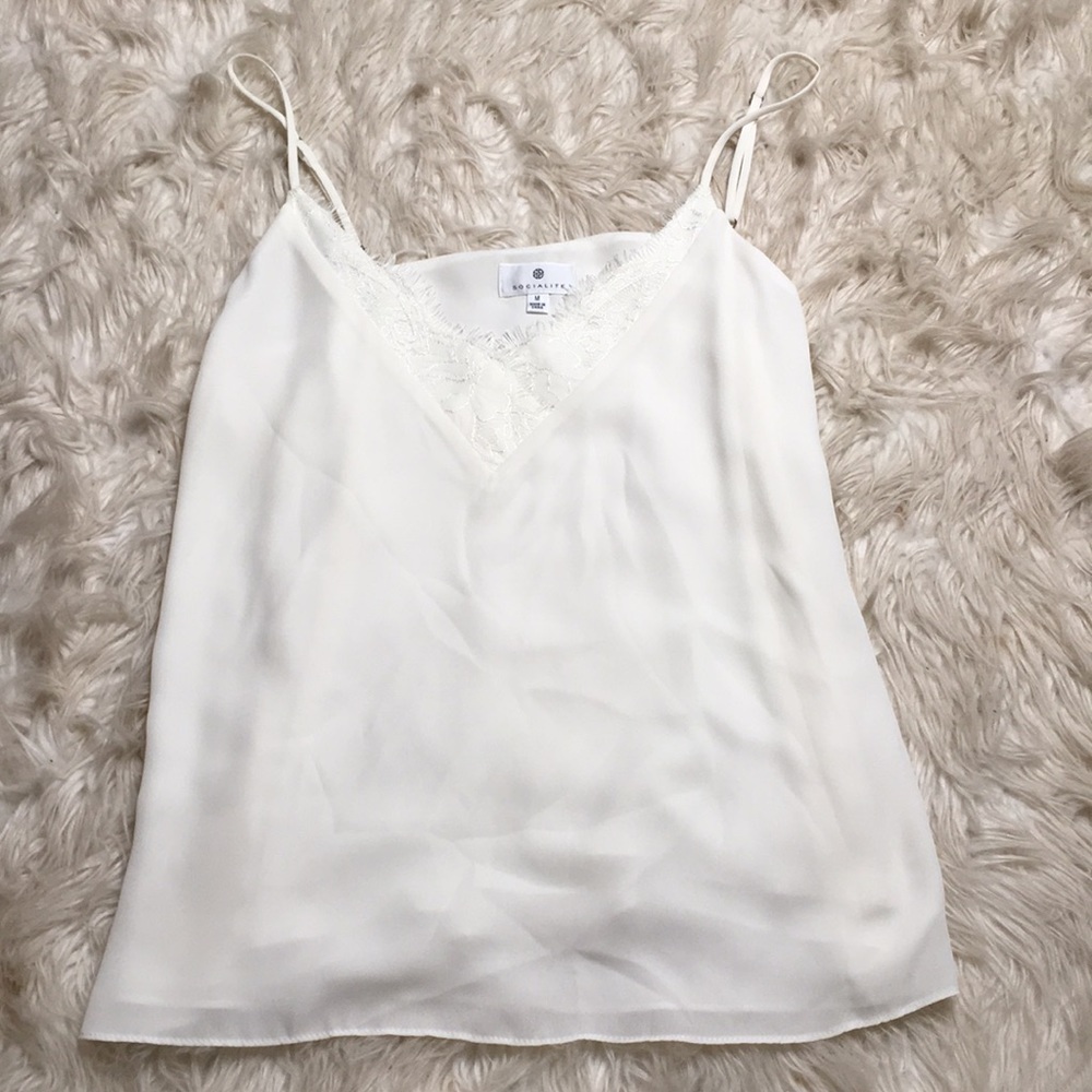 Socialite Ivory color lace detail Camisole Sz Med.